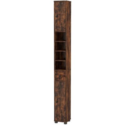 Costway Badschrank Schmal Badezimmerschrank mit 2 Türen Braun Costway Badschrank Schmal Badezimmerschrank mit 2 Türen Braun