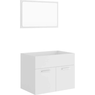 vidaXL Badezimmermöbel-Set 2-teilig Weiß Holzwerkstoff - Badezimmer Möbel vidaXL Badezimmermöbel-Set 2-teilig Weiß Holzwerkstoff - Badezimmer Möbel