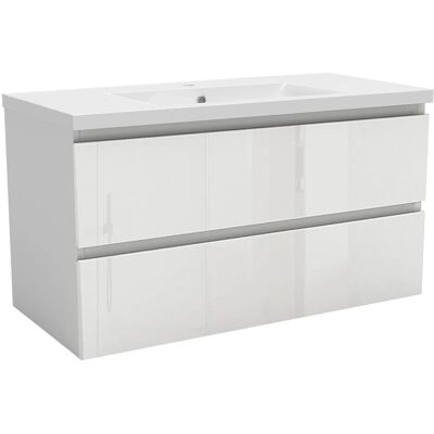 AICA Waschtisch mit Unterschrank 100 cm Aalst Badmöbel Set 2 tlg. Waschbecken mit Unterschrank Weiß Hochglanz Softclose AICA Waschtisch mit Unterschrank 100 cm Aalst Badmöbel Set 2 tlg. Waschbecken mit Unterschrank Weiß Hochglanz Softclose