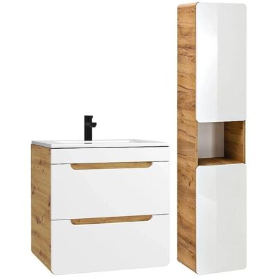 Vente-unique Badmöbel-Set Aruba Naturfarben Hell Weiß 60 cm Vente-unique Badmöbel-Set Aruba Naturfarben Hell Weiß 60 cm