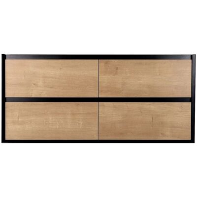 Vente-unique Waschbeckenunterschrank Lannick Schwarz Naturfarben Hell 120 cm Vente-unique Waschbeckenunterschrank Lannick Schwarz Naturfarben Hell 120 cm