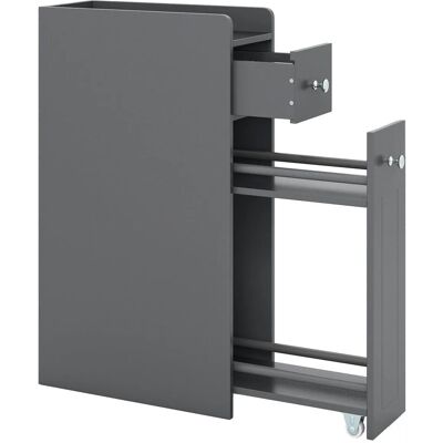 Costway Nischenschrank Badschrank mit Rollen Badezimmerschrank Klein Grau Costway Nischenschrank Badschrank mit Rollen Badezimmerschrank Klein Grau