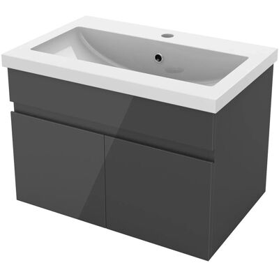 AICA Waschtisch mit Unterschrank 60 cm BERGEN Badmöbel Set 2 tlg. Waschbecken mit Unterschrank Anthrazit Hochglanz Softclose AICA Waschtisch mit Unterschrank 60 cm BERGEN Badmöbel Set 2 tlg. Waschbecken mit Unterschrank Anthrazit Hochglanz Softclose