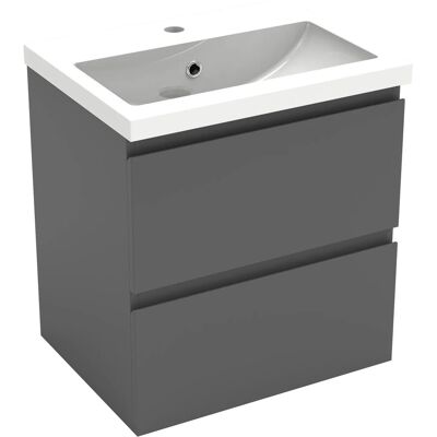 AICA Waschtisch mit Unterschrank 50 cm Aalst Badmöbel Set 2 tlg. Waschbecken mit Unterschrank Anthrazit Matt Softclose AICA Waschtisch mit Unterschrank 50 cm Aalst Badmöbel Set 2 tlg. Waschbecken mit Unterschrank Anthrazit Matt Softclose