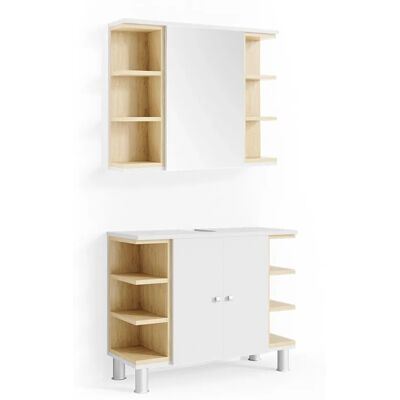 Vicco - Badezimmermöbelset Aquis Weiß/Roble - Moderner Stil Vicco - Badezimmermöbelset Aquis Weiß/Roble - Moderner Stil