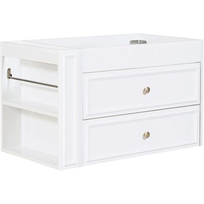 Merax Badezimmerschrank 81 cm Weiß Keramikbecken Schubladen Ablageregal Merax Badezimmerschrank 81 cm Weiß Keramikbecken Schubladen Ablageregal