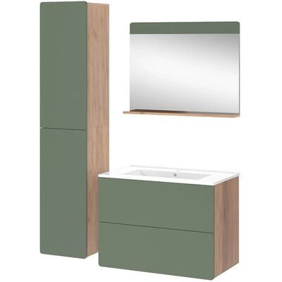 Vichy Badmöbelset - Goldkraft Eiche/Grün - 4 Teile mit Hochschrank Vichy Badmöbelset - Goldkraft Eiche/Grün - 4 Teile mit Hochschrank
