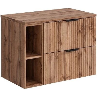 ZEVARA Wandmontiertes Badezimmer-Schränkchen - 80cm, Soft-close, Natürliche Farbe ZEVARA Wandmontiertes Badezimmer-Schränkchen - 80cm, Soft-close, Natürliche Farbe
