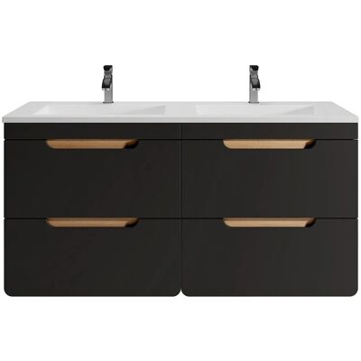 Vente-unique Doppelwaschtisch Aruba Anthrazitgrau Naturfarben Hell 120 cm Vente-unique Doppelwaschtisch Aruba Anthrazitgrau Naturfarben Hell 120 cm
