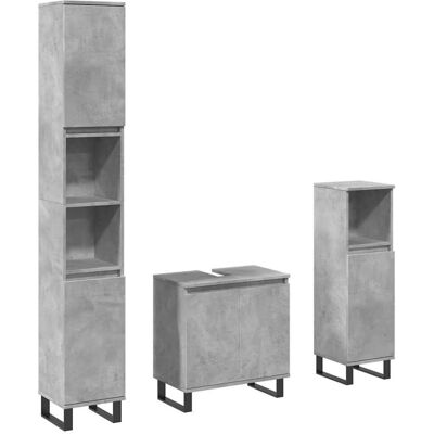 vidaXL 3-teiliges Badezimmermöbelset - Beton Grau - Badezimmermöbelset vidaXL 3-teiliges Badezimmermöbelset - Beton Grau - Badezimmermöbelset