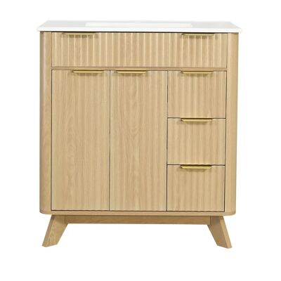 Merax Badezimmerschrank 81cm Holzton Schubladen Türen Merax Badezimmerschrank 81cm Holzton Schubladen Türen