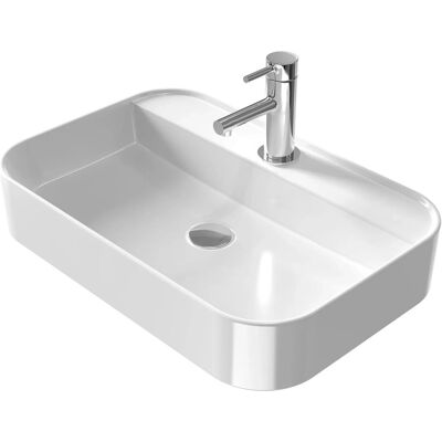 Emke Handwaschbecken Keramik Aufsatzwaschbecken 60 x 40 x 11 cm Eckiger Waschtisch Mit Hahnloch Emke Handwaschbecken Keramik Aufsatzwaschbecken 60 x 40 x 11 cm Eckiger Waschtisch Mit Hahnloch