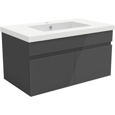 AICA Waschtisch mit Unterschrank 80 cm BERGEN Badmöbel Set 2 tlg. Waschbecken mit Unterschrank Anthrazit Hochglanz Softclose AICA Waschtisch mit Unterschrank 80 cm BERGEN Badmöbel Set 2 tlg. Waschbecken mit Unterschrank Anthrazit Hochglanz Softclose