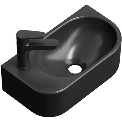Emke Handwaschbecken 40 x 21,5 x 12 cm Mattschwarz Rechteckiges Keramikbecken Linkes Wasserhahnloch Emke Handwaschbecken 40 x 21,5 x 12 cm Mattschwarz Rechteckiges Keramikbecken Linkes Wasserhahnloch