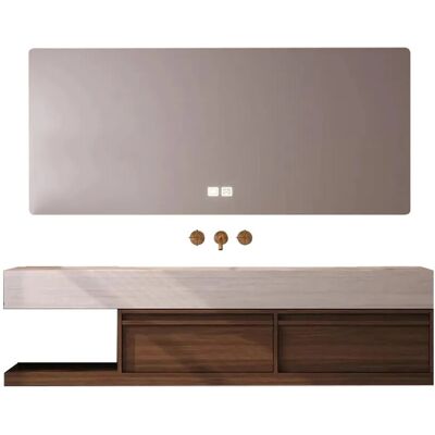 360Home Waschbecken Sinterstein Waschtisch Set Mit LED Spiegel Und Schrank Spüle Ohne Armaturloch 140 CM RW016140BKK 360Home Waschbecken Sinterstein Waschtisch Set Mit LED Spiegel Und Schrank Spüle Ohne Armaturloch 140 CM RW016140BKK