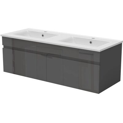 AICA Badmöbel BERGEN 120 cm Keramik Waschtisch mit Unterschrank Hochglanz Anthrazit Grifflos Softclose Türen 2 tlg. AICA Badmöbel BERGEN 120 cm Keramik Waschtisch mit Unterschrank Hochglanz Anthrazit Grifflos Softclose Türen 2 tlg.