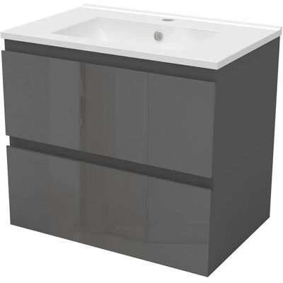 AICA Waschbecken mit Unterschrank 60 cm Aalst Badmöbel Set Waschtisch mit Unterschrank Anthrazit Hochglanz Softclose 2 tlg. AICA Waschbecken mit Unterschrank 60 cm Aalst Badmöbel Set Waschtisch mit Unterschrank Anthrazit Hochglanz Softclose 2 tlg.