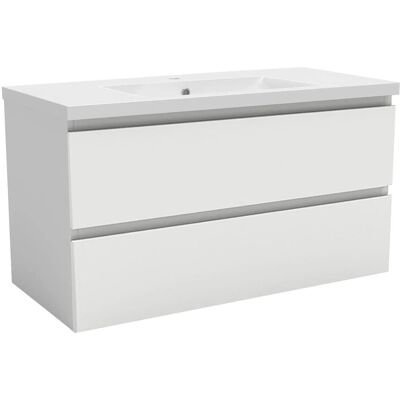 AICA Waschtisch mit Unterschrank 100 cm Aalst Badmöbel Set 2 tlg. Waschbecken mit Unterschrank Weiß Matt Softclose AICA Waschtisch mit Unterschrank 100 cm Aalst Badmöbel Set 2 tlg. Waschbecken mit Unterschrank Weiß Matt Softclose