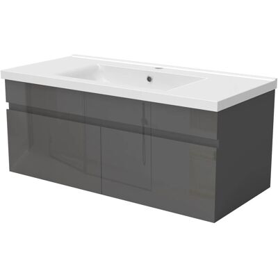 AICA Badmöbel BERGEN 100 cm Keramik Waschtisch mit Unterschrank Hochglanz Anthrazit Grifflos Softclose Türen 2 tlg. AICA Badmöbel BERGEN 100 cm Keramik Waschtisch mit Unterschrank Hochglanz Anthrazit Grifflos Softclose Türen 2 tlg.