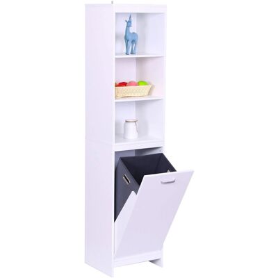 Relaxdays Wäscheschrank Faserplatte Weiß mit Wäschesack 172 cm x 40 cm x 35 cm Relaxdays Wäscheschrank Faserplatte Weiß mit Wäschesack 172 cm x 40 cm x 35 cm