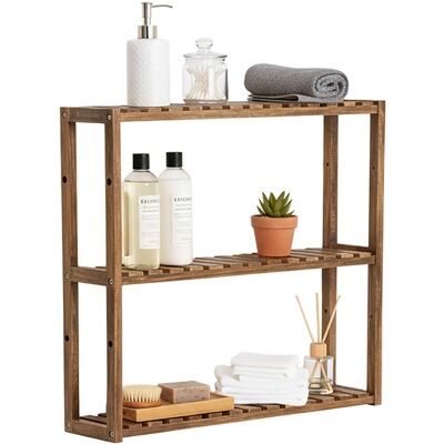 Relaxdays Wandregal Akazienholz Natur mit 3 Ablagen 54 cm x 60 cm x 15 cm Relaxdays Wandregal Akazienholz Natur mit 3 Ablagen 54 cm x 60 cm x 15 cm