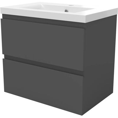 AICA Badmöbel Aalst 50 cm Keramik Waschtisch mit Unterschrank Matt Anthrazit Grifflos Softclose Schubladen 2 tlg. AICA Badmöbel Aalst 50 cm Keramik Waschtisch mit Unterschrank Matt Anthrazit Grifflos Softclose Schubladen 2 tlg.