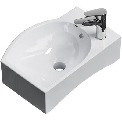 Emke Wandwaschbecken 40,5 x 28 x 14 cm Hochweiß Rechteckiges Keramikbecken Rechtes Wasserhahnloch Emke Wandwaschbecken 40,5 x 28 x 14 cm Hochweiß Rechteckiges Keramikbecken Rechtes Wasserhahnloch