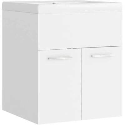 vidaXL Weißes Waschbecken mit eingebautem Unterschrank - Badezimmermöbel vidaXL Weißes Waschbecken mit eingebautem Unterschrank - Badezimmermöbel