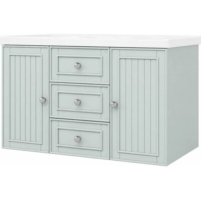 Merax Waschbeckenunterschrank 78,5x46x46,8 cm Grün 3 Schubladen Keramikbecken Merax Waschbeckenunterschrank 78,5x46x46,8 cm Grün 3 Schubladen Keramikbecken