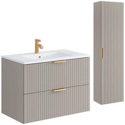 Vente-unique Badmöbel-Set Zevara Beige 80 cm Vente-unique Badmöbel-Set Zevara Beige 80 cm