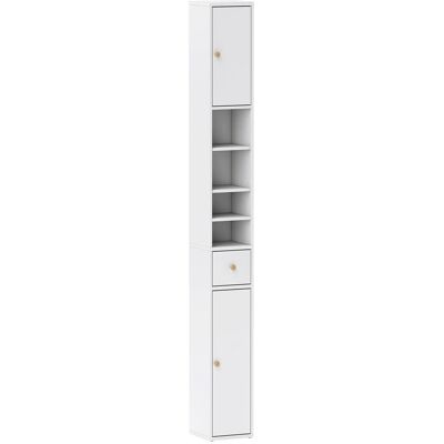 HOMCOM Badezimmerschrank Spanplatte MDF 20L x 20B x 178H cm Weiß HOMCOM Badezimmerschrank Spanplatte MDF 20L x 20B x 178H cm Weiß