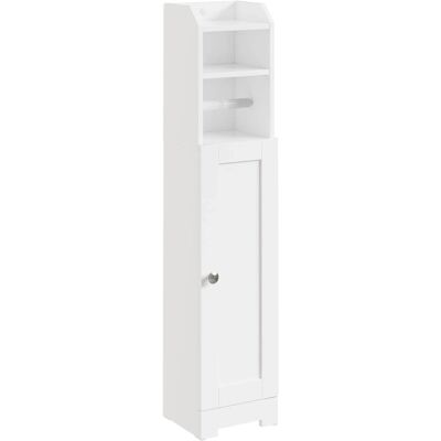 SoBuy Schmaler Badezimmerschrank mit Regal Praktischer Toilettenschrank mit Stauraum 20x95x18cm Weiß FRG177-II-W SoBuy Schmaler Badezimmerschrank mit Regal Praktischer Toilettenschrank mit Stauraum 20x95x18cm Weiß FRG177-II-W