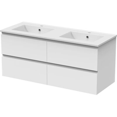 AICA Badmöbel Aalst 120 cm Keramik Waschtisch mit Unterschrank Matt Weiß Grifflos Softclose Schubladen 2 tlg. AICA Badmöbel Aalst 120 cm Keramik Waschtisch mit Unterschrank Matt Weiß Grifflos Softclose Schubladen 2 tlg.