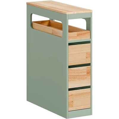 SoBuy Schmaler Badschrank mit 3 Schubladen Nischenschrank Rollwagen Grün 23x82x65cm BZR54-II-GR SoBuy Schmaler Badschrank mit 3 Schubladen Nischenschrank Rollwagen Grün 23x82x65cm BZR54-II-GR