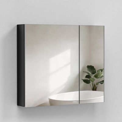 Emke Spiegelschränke Schwarz 85x65cm Badezimmerschränke 2-Türig für Badezimmer Waschtisch Emke Spiegelschränke Schwarz 85x65cm Badezimmerschränke 2-Türig für Badezimmer Waschtisch