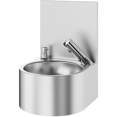 Delabie Wand-Handwaschbecken komplett, Edelstahl 1.4301, elektronisches Ventil, Rückwand Delabie Wand-Handwaschbecken komplett, Edelstahl 1.4301, elektronisches Ventil, Rückwand