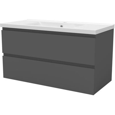 AICA Badmöbel Aalst 100 cm Keramik Waschtisch mit Unterschrank Matt Anthrazit Grifflos Softclose Schubladen 2 tlg. AICA Badmöbel Aalst 100 cm Keramik Waschtisch mit Unterschrank Matt Anthrazit Grifflos Softclose Schubladen 2 tlg.