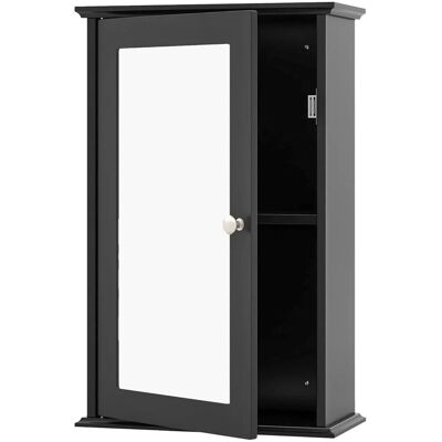 Costway Bad Spiegelschrank Hängeschrank mit Verstellbarer Ablage Schwarz Costway Bad Spiegelschrank Hängeschrank mit Verstellbarer Ablage Schwarz