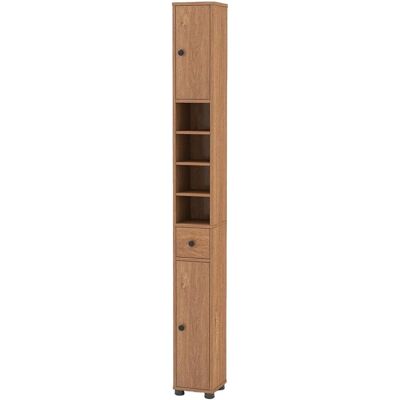 Costway Badschrank Schmal Badezimmerschrank mit 2 Türen Natur Costway Badschrank Schmal Badezimmerschrank mit 2 Türen Natur