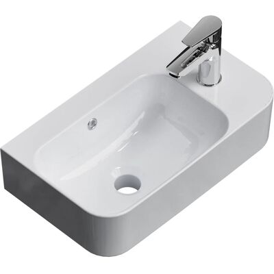 Emke Wandwaschbecken für Badezimmer 45 x 26,5 x 15,6 cm Hochweiß Rechteckiges Keramikbecken Hahnloch Linkes Emke Wandwaschbecken für Badezimmer 45 x 26,5 x 15,6 cm Hochweiß Rechteckiges Keramikbecken Hahnloch Linkes