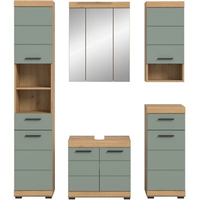 Badkombination 5-teilig Türen 164 cm x 191 cm x 34 cm Front Salbei FSC® Badkombination 5-teilig Türen 164 cm x 191 cm x 34 cm Front Salbei FSC®
