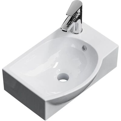 Emke Wandwaschbecken 40,5 x 28 x 14 cm Hochweiß Rechteckiges Keramikbecken Linkes Wasserhahnloch Emke Wandwaschbecken 40,5 x 28 x 14 cm Hochweiß Rechteckiges Keramikbecken Linkes Wasserhahnloch
