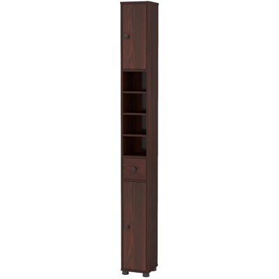 Costway Badschrank Schmal Badezimmerschrank mit 2 Türen Dunkelbraun Costway Badschrank Schmal Badezimmerschrank mit 2 Türen Dunkelbraun