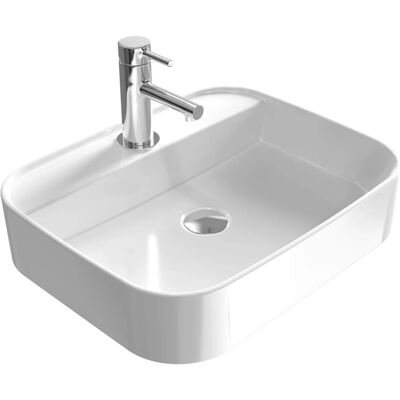 Emke Handwaschbecken Keramik Aufsatzwaschbecken 50 x 40 x 11 cm Eckiger Waschtisch Mit Hahnloch Emke Handwaschbecken Keramik Aufsatzwaschbecken 50 x 40 x 11 cm Eckiger Waschtisch Mit Hahnloch