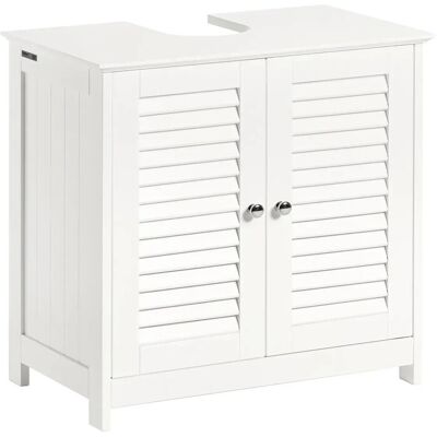 SoBuy Waschbeckenunterschrank Badschrank mit 2 Lamellentüren MDF 60x58x35cm Weiß FRG237-W SoBuy Waschbeckenunterschrank Badschrank mit 2 Lamellentüren MDF 60x58x35cm Weiß FRG237-W