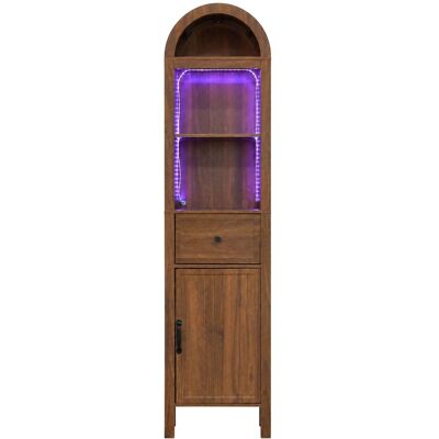 Merax Badezimmerschrank 40x30x163 cm Walnuss LED Tür Schublade Soft Close Merax Badezimmerschrank 40x30x163 cm Walnuss LED Tür Schublade Soft Close