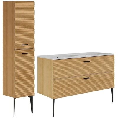 Vente-unique Badmöbel-Set Sarone Naturfarben Hell 120 cm Vente-unique Badmöbel-Set Sarone Naturfarben Hell 120 cm