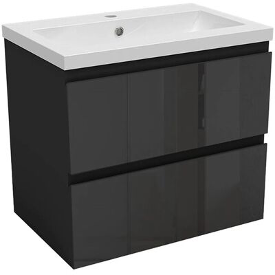 AICA Waschtisch mit Unterschrank 60 cm Aalst Badmöbel Set 2 tlg. Waschbecken mit Unterschrank Schwarz Hochglanz Softclose AICA Waschtisch mit Unterschrank 60 cm Aalst Badmöbel Set 2 tlg. Waschbecken mit Unterschrank Schwarz Hochglanz Softclose