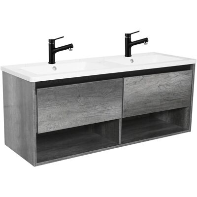 Sanotechnik Einzelwaschtisch 120 cm Eiche Schwarz mit Softclose Sanotechnik Einzelwaschtisch 120 cm Eiche Schwarz mit Softclose