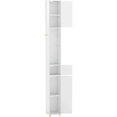 Costway Badschrank Hochschrank mit Beleuchtung & 3 Glasablagen Weiß Costway Badschrank Hochschrank mit Beleuchtung & 3 Glasablagen Weiß